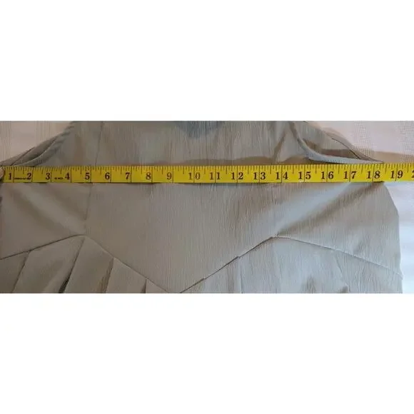 Women's Palazzo Overall Jumpsuit Romper L Beige Tan Neutral Color Big Bib Pocket - Picture 8 of 11